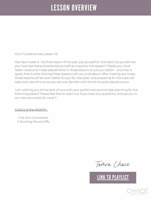 Acro Fundamentals Lesson Plans